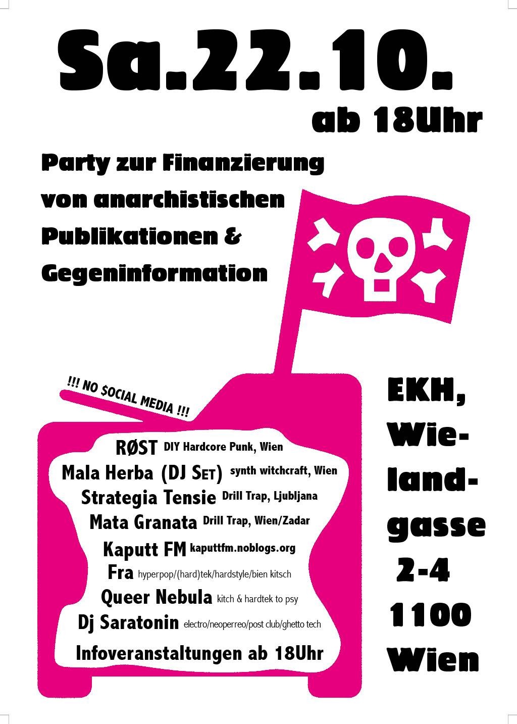 Party zur Finanzierung von anarchistischen Publikationen & Gegeninformationen @ekh